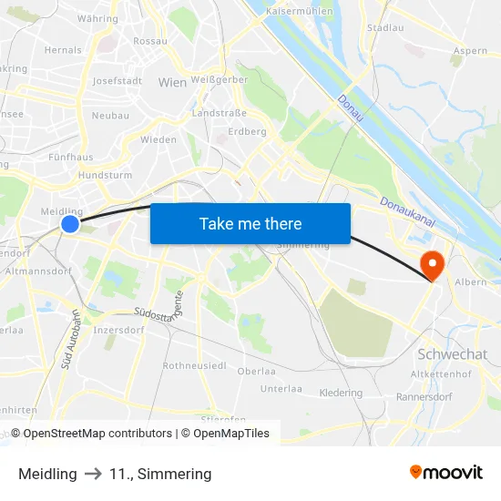 Meidling to 11., Simmering map