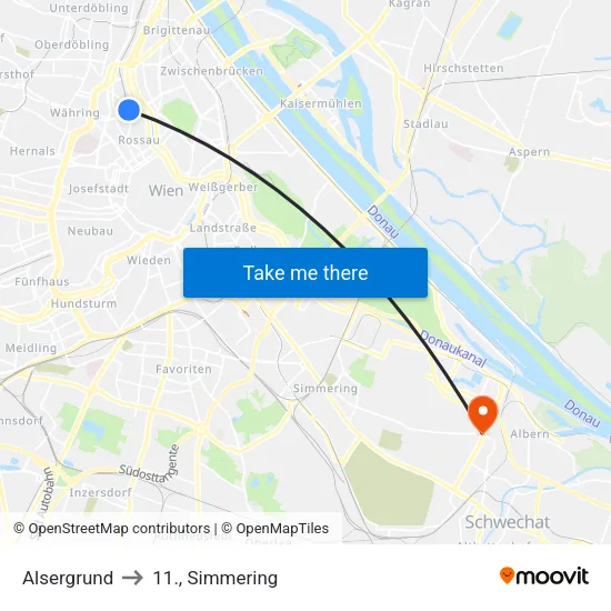 Alsergrund to 11., Simmering map