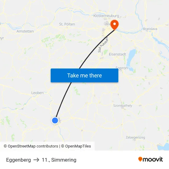 Eggenberg to 11., Simmering map