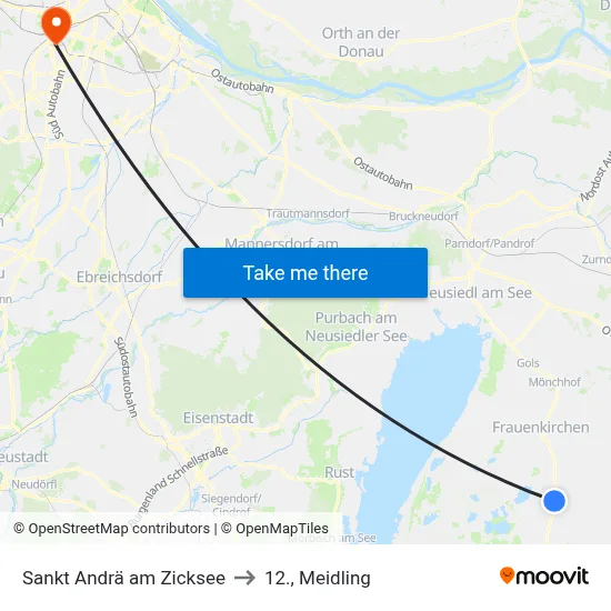 Sankt Andrä am Zicksee to 12., Meidling map