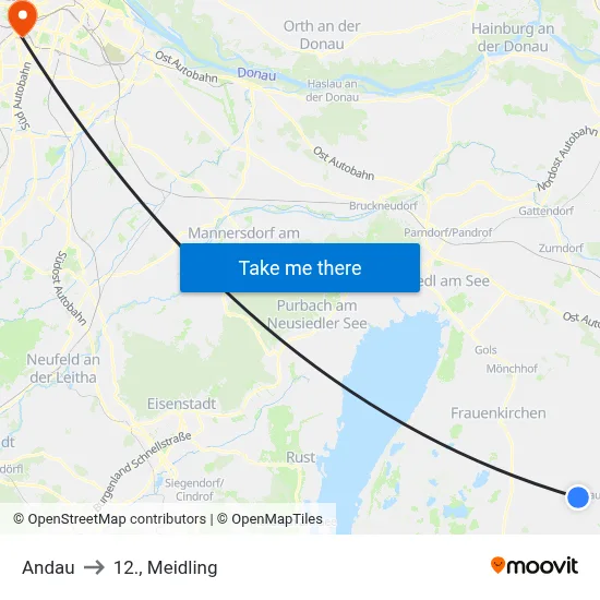 Andau to 12., Meidling map