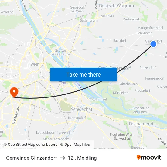 Gemeinde Glinzendorf to 12., Meidling map