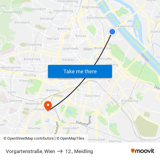 Vorgartenstraße, Wien to 12., Meidling map