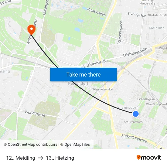 12., Meidling to 13., Hietzing map