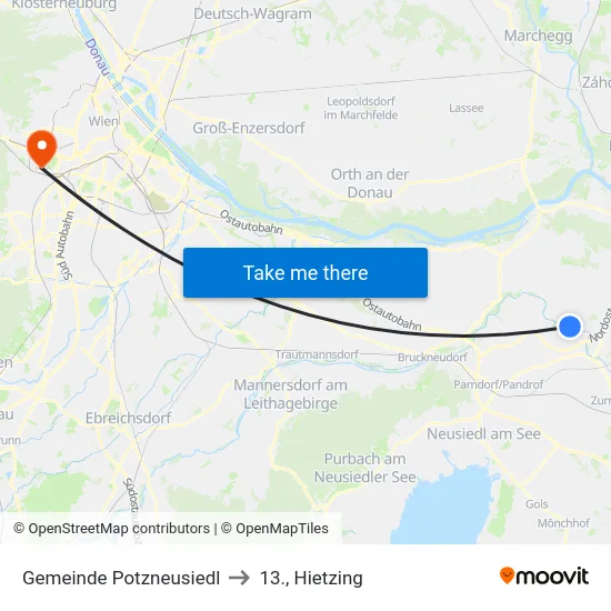 Gemeinde Potzneusiedl to 13., Hietzing map
