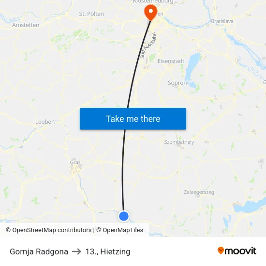 Gornja Radgona to 13., Hietzing map