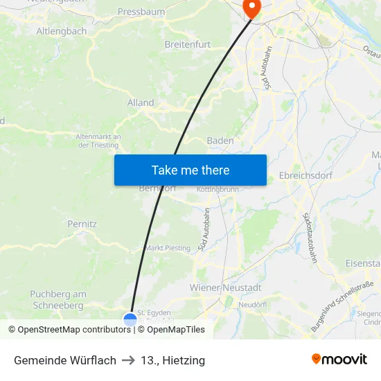 Gemeinde Würflach to 13., Hietzing map