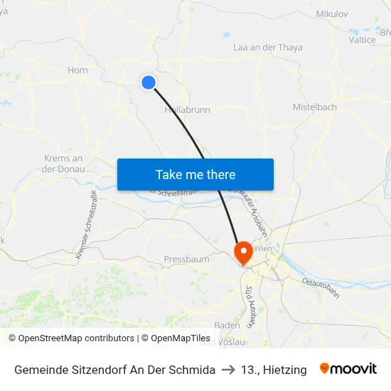 Gemeinde Sitzendorf An Der Schmida to 13., Hietzing map