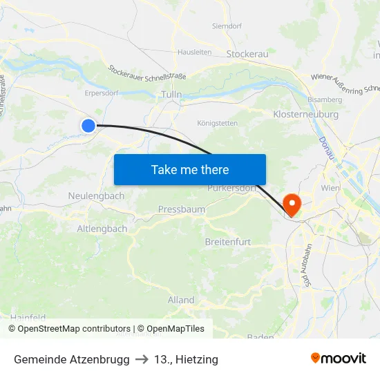 Gemeinde Atzenbrugg to 13., Hietzing map