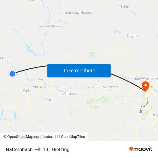 Natternbach to 13., Hietzing map