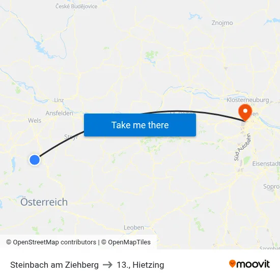 Steinbach am Ziehberg to 13., Hietzing map