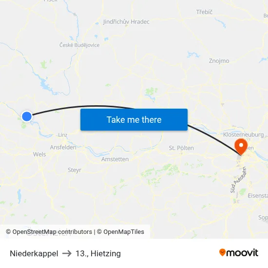 Niederkappel to 13., Hietzing map
