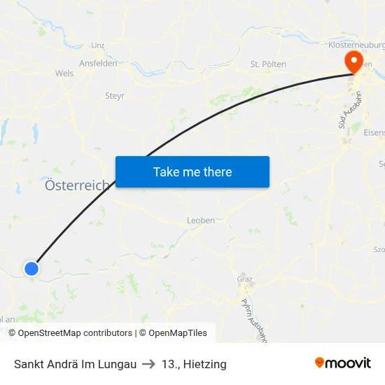 Sankt Andrä Im Lungau to 13., Hietzing map