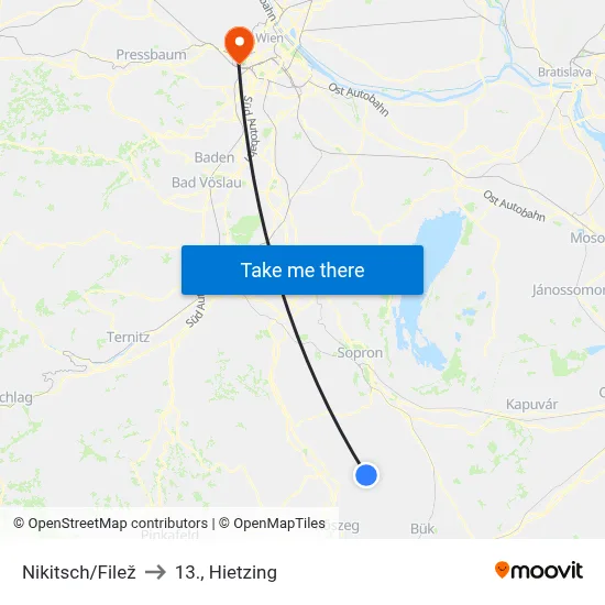 Nikitsch/Filež to 13., Hietzing map