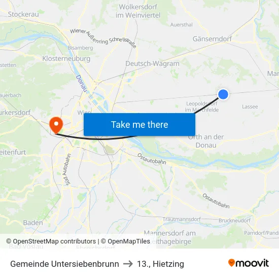 Gemeinde Untersiebenbrunn to 13., Hietzing map