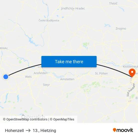 Hohenzell to 13., Hietzing map
