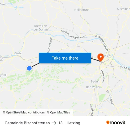 Gemeinde Bischofstetten to 13., Hietzing map