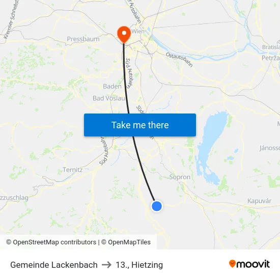 Gemeinde Lackenbach to 13., Hietzing map