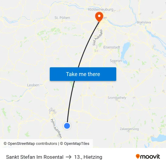 Sankt Stefan Im Rosental to 13., Hietzing map
