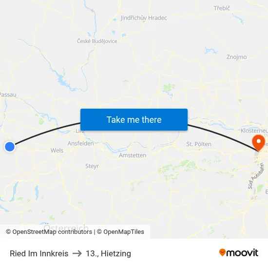 Ried Im Innkreis to 13., Hietzing map