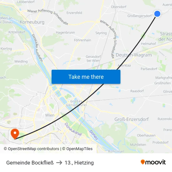 Gemeinde Bockfließ to 13., Hietzing map