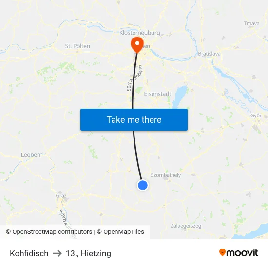 Kohfidisch to 13., Hietzing map
