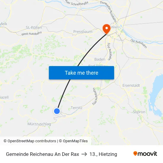 Gemeinde Reichenau An Der Rax to 13., Hietzing map