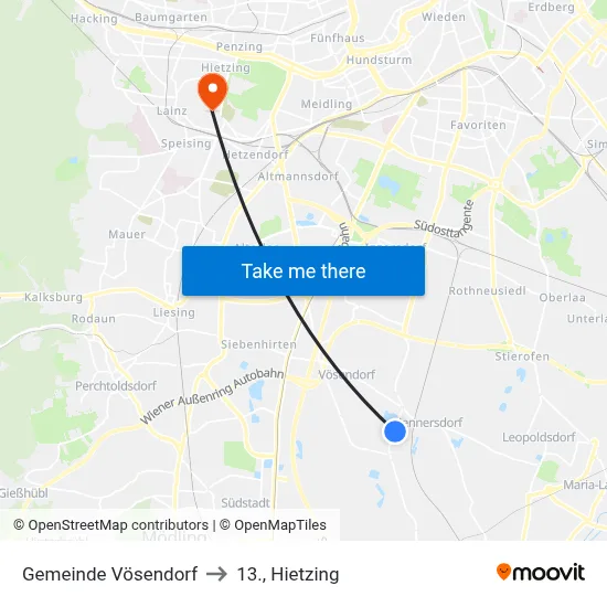 Gemeinde Vösendorf to 13., Hietzing map