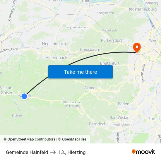 Gemeinde Hainfeld to 13., Hietzing map