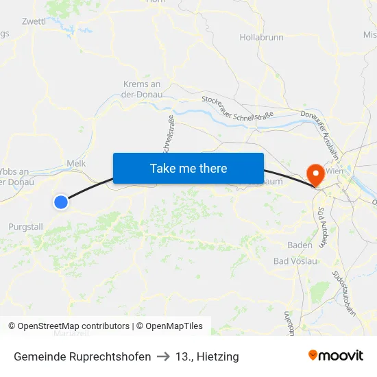 Gemeinde Ruprechtshofen to 13., Hietzing map