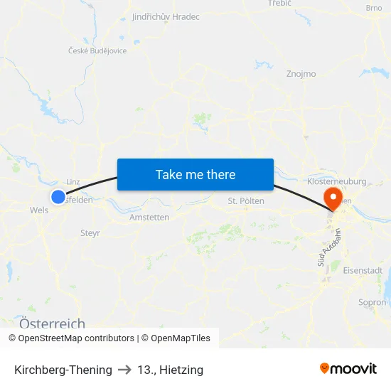 Kirchberg-Thening to 13., Hietzing map