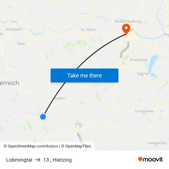 Lobmingtal to 13., Hietzing map