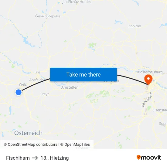 Fischlham to 13., Hietzing map