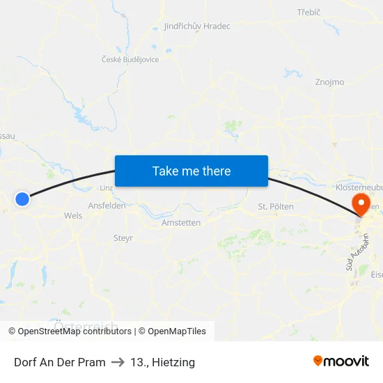 Dorf An Der Pram to 13., Hietzing map