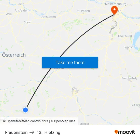 Frauenstein to 13., Hietzing map
