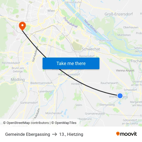 Gemeinde Ebergassing to 13., Hietzing map