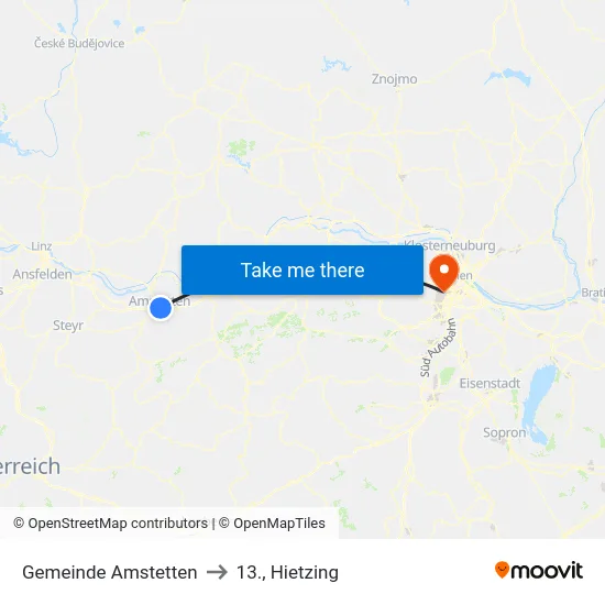 Gemeinde Amstetten to 13., Hietzing map