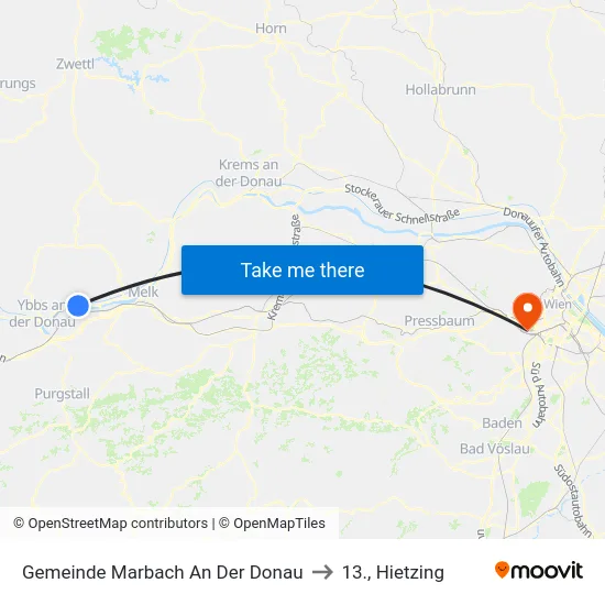 Gemeinde Marbach An Der Donau to 13., Hietzing map