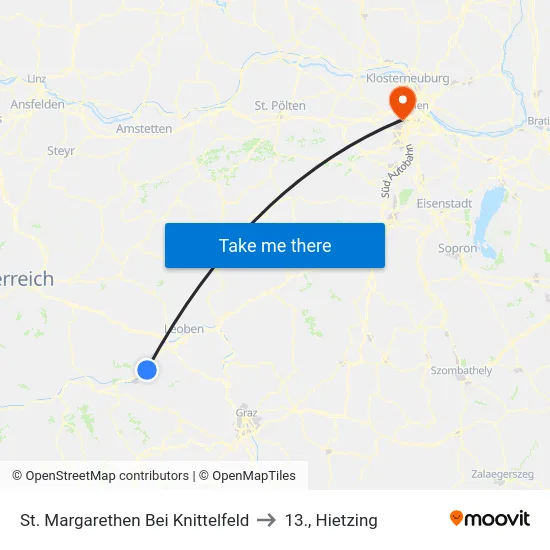 St. Margarethen Bei Knittelfeld to 13., Hietzing map