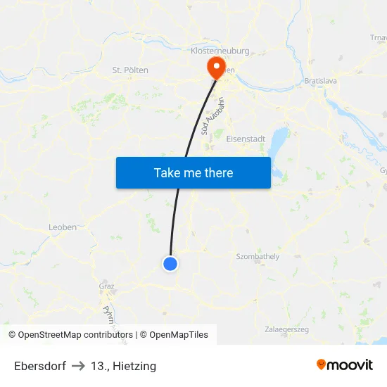 Ebersdorf to 13., Hietzing map