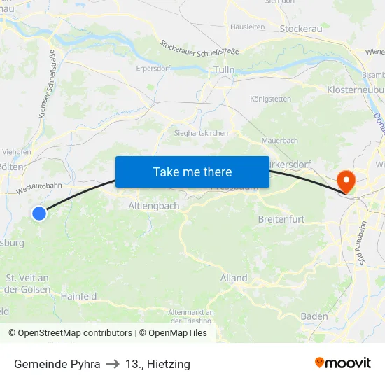 Gemeinde Pyhra to 13., Hietzing map