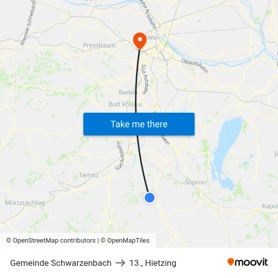 Gemeinde Schwarzenbach to 13., Hietzing map