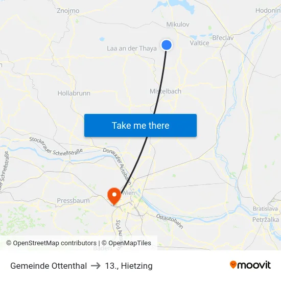 Gemeinde Ottenthal to 13., Hietzing map
