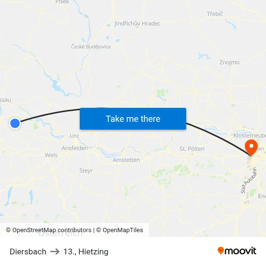 Diersbach to 13., Hietzing map