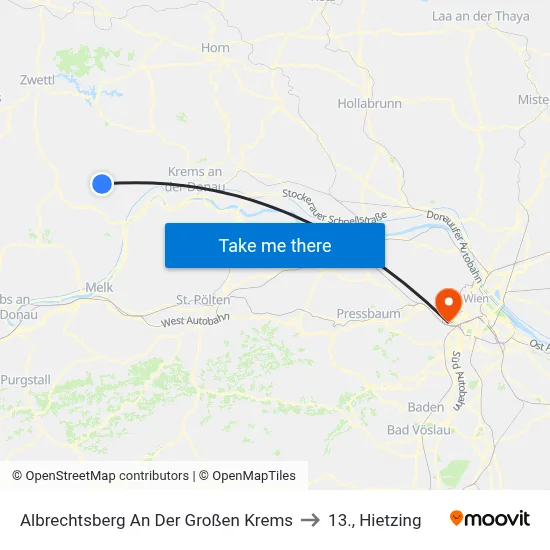 Albrechtsberg An Der Großen Krems to 13., Hietzing map