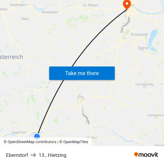 Eberndorf to 13., Hietzing map