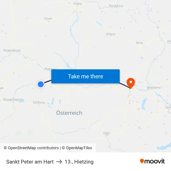 Sankt Peter am Hart to 13., Hietzing map