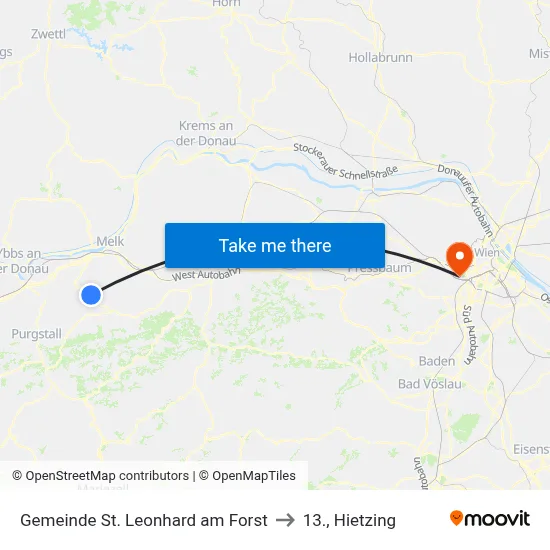 Gemeinde St. Leonhard am Forst to 13., Hietzing map