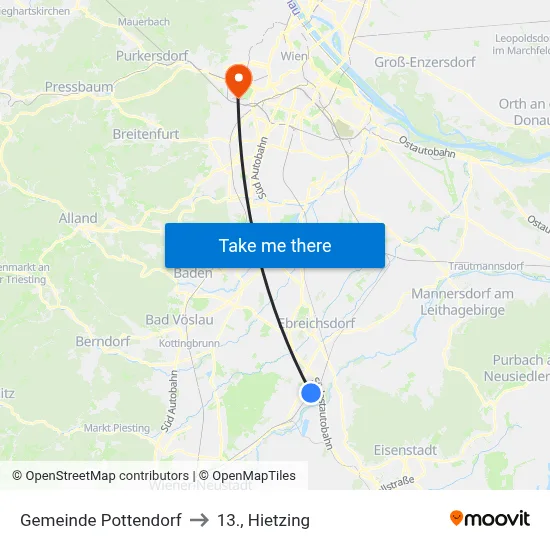 Gemeinde Pottendorf to 13., Hietzing map