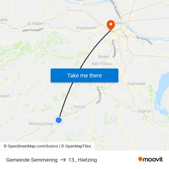 Gemeinde Semmering to 13., Hietzing map